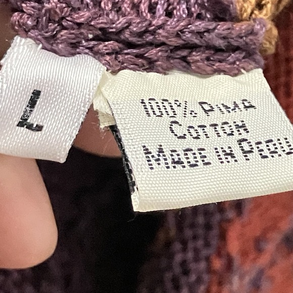 Peruvian Connection Pima Cotton Sweater Vest Womens Large Art Knit Paisley Boho - Picture 5 of 7